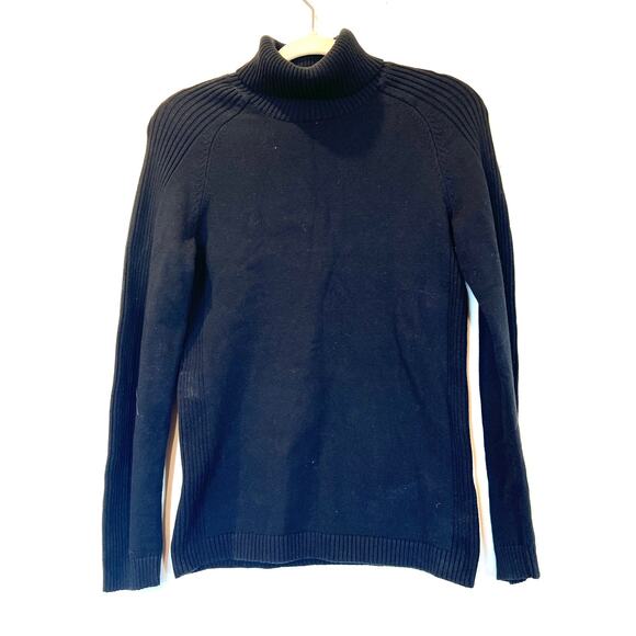 Polo Ralph Lauren 100% cotton turtleneck sweater black medium Cottagecore - Picture 1 of 9
